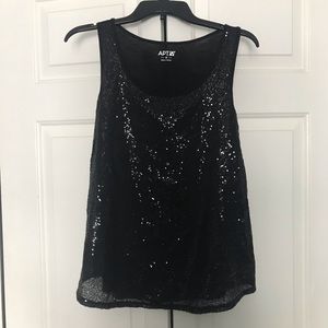 black sparkle loose tank top